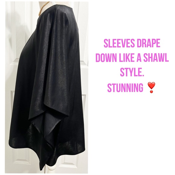 NWT Alfani Elements, Deep Metallic Black, Modern Style Pull Over Shawl Blouse - Picture 2 of 7